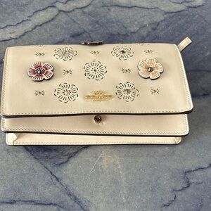 Coach Cream Floral Cutout Clutch